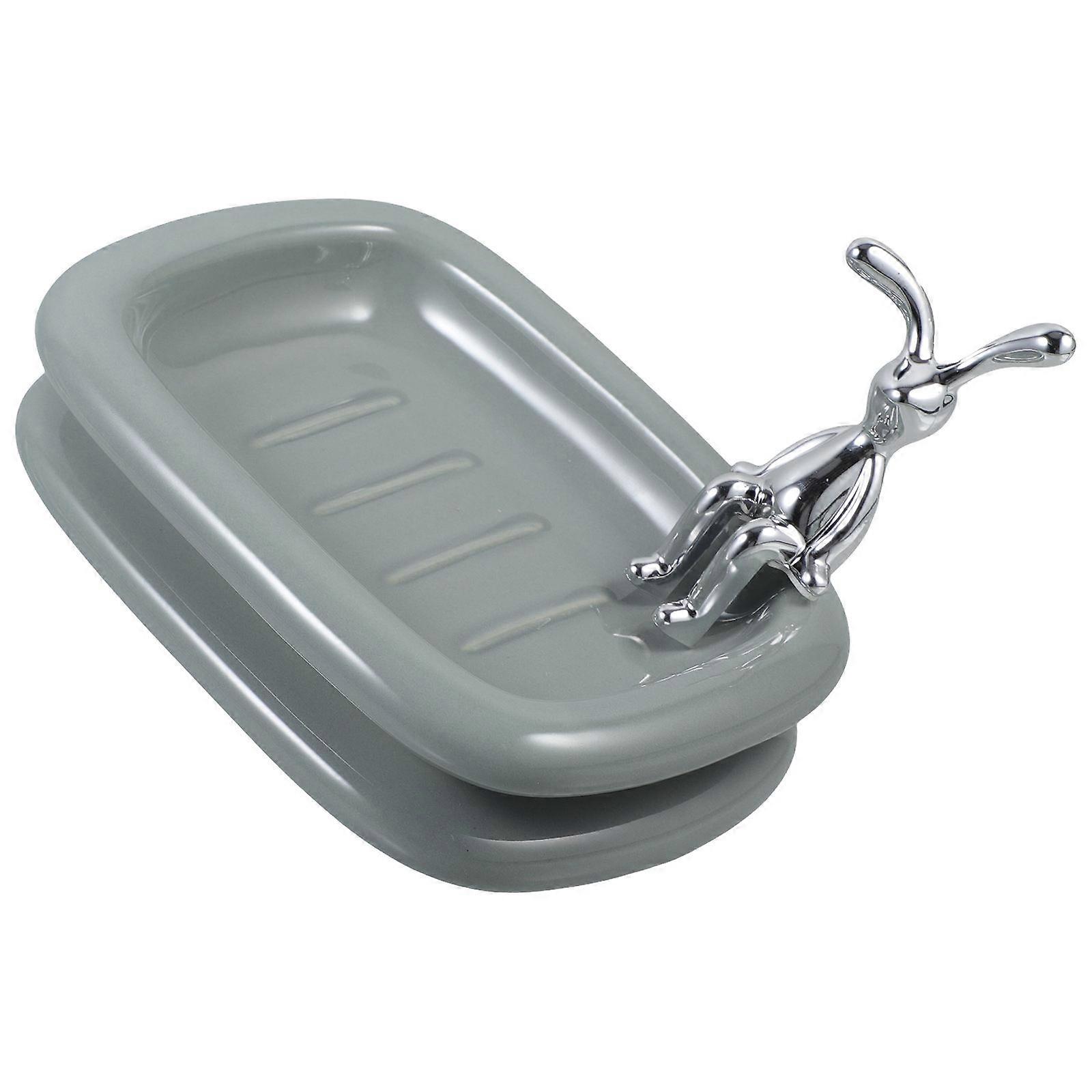 Ceramic Soap Dish Holder with Rabbit Design for Storage 3Pcs