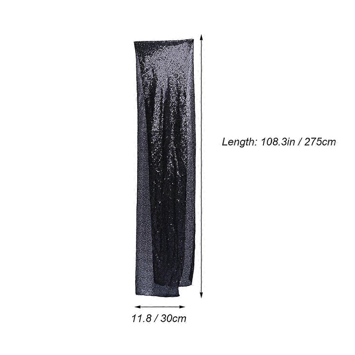 Black Sequin Table Runner for Wedding Decoration