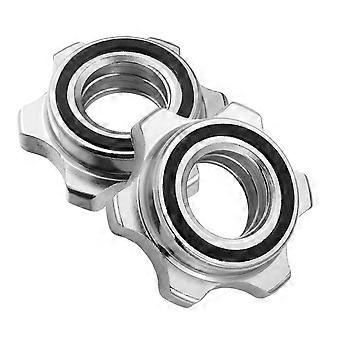 GARNECK 2PCS 2.5cm Hex Nuts Casting Iron Anti-slip Spin-Lock Collar Screw for Barbell Dumbell Weight Lifting (Silver)