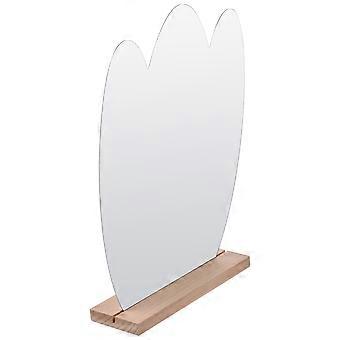 Transparent Desk Mirror Wooden Base Irregular Makeup Mirror for Daily Use 3Pcs