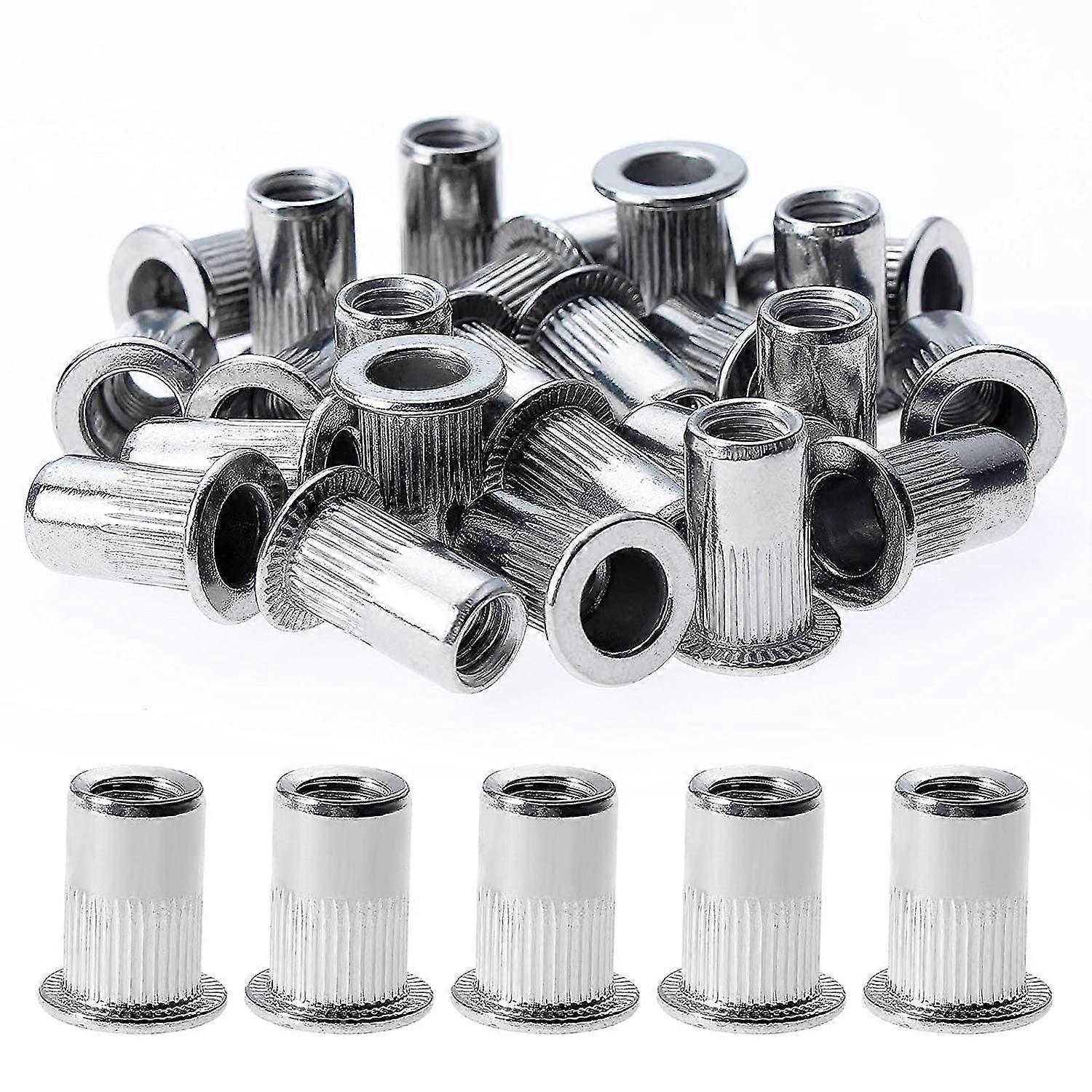 150 Pcs Flat Head Threaded Rivets Nut, M5 Stainless Steel Insert Nuts, Assortment Threaded Inserts