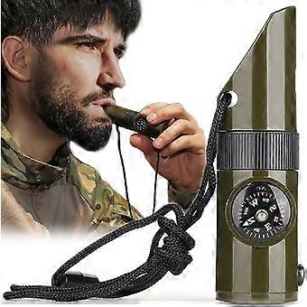 Emergency Survival Whistle,7-in-1 Whistle With Led,compass And Thermometer,multifunctional Whistle With Lanyard For Outdoors, Mountaineering, Boating