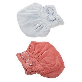 Coral Fleece Hair Drying Towels Comfortable Bathing Hats for Home Use 2Pcs