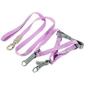 Dog Harness and Leash Adjustable Set for Puppy Lightweight Violet Polyester