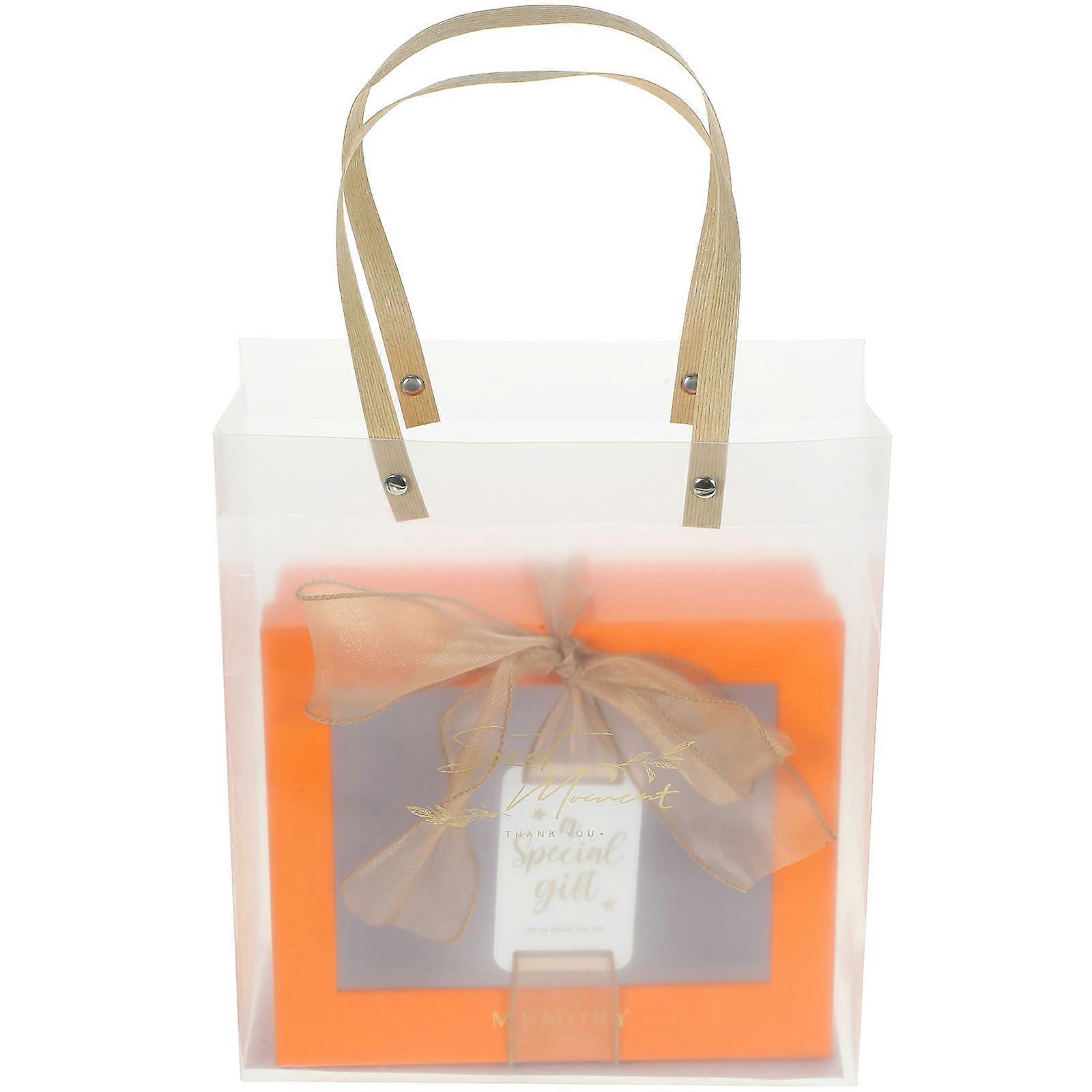 Present Wrapping Gift Packaging Tote Box For Lovers Chocolate Packaging PP Material Rectangular Shape Orange 1 Set