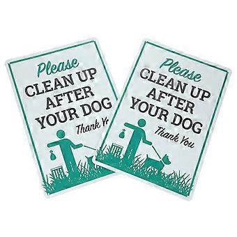 Clean Up After Your Dog Sign Metal Dog Poop Warning Sign 8Pcs