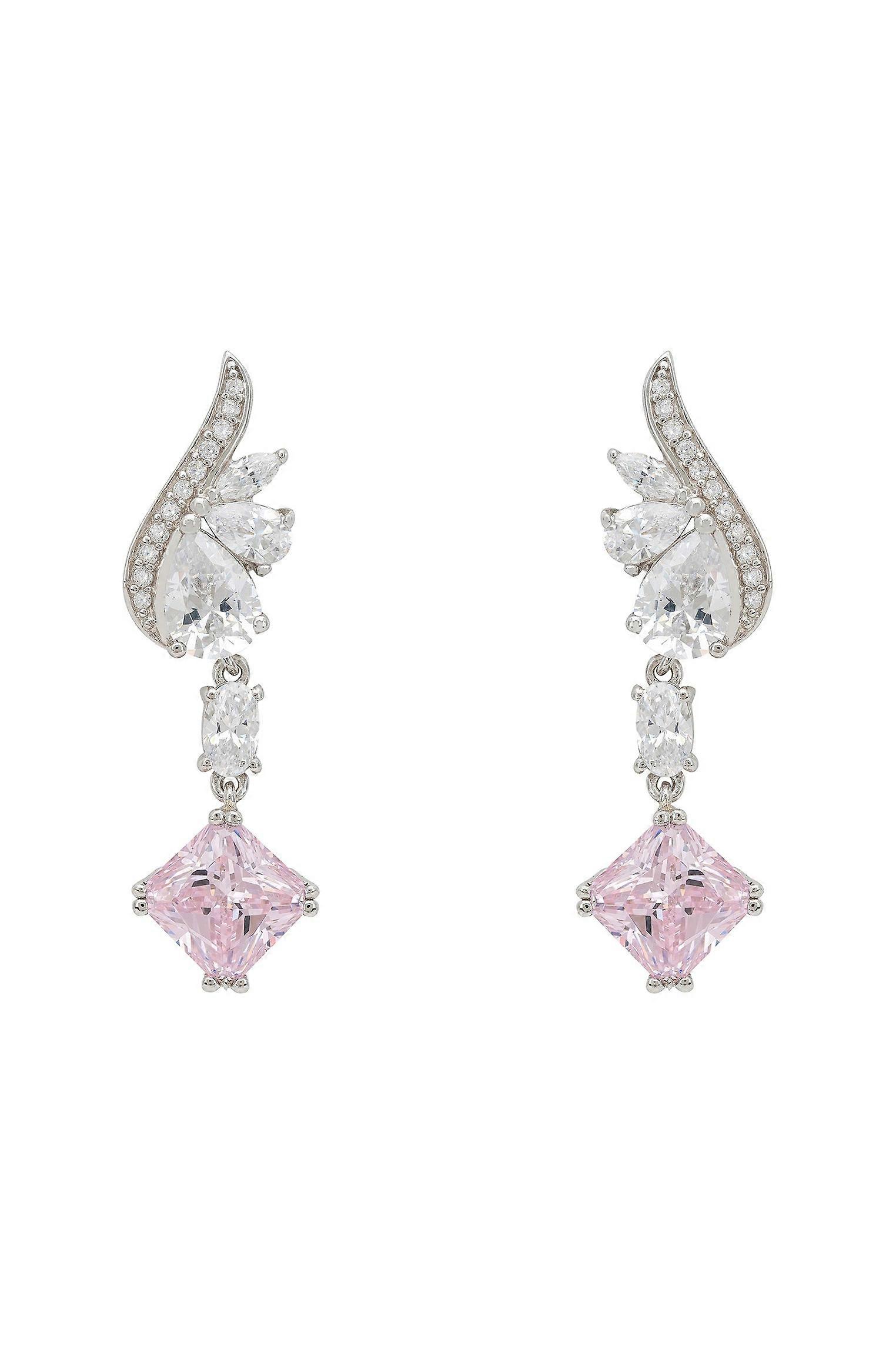 Angel Wing Morganite Drop Earrings Silver