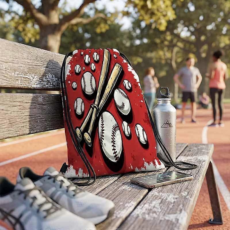 Sac à cordon de serrage à motif de battes de baseball croisées (1 pièce), en tissu Oxford résistant, portable, idéal pour la salle de sport, les voyages et le sport.