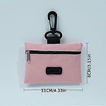 Portable Pet Waste Bag Dispenser with Metal Hook, Lightweight Fabric Pouch for Dog Poop Bags, Outdoor Walking Accessory