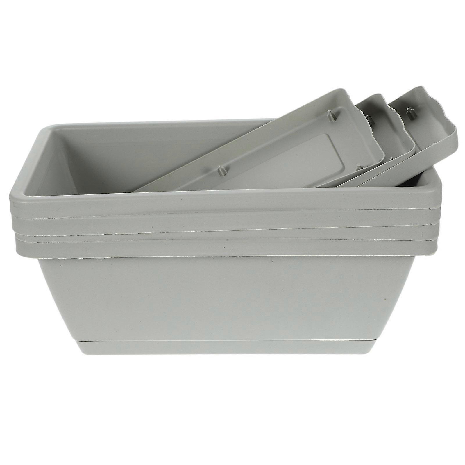 Plastic Flower Pots Rectangular Planter for Storage Use 4Pcs Window Box Planters
