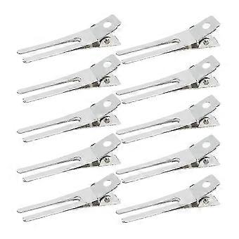 50pcs Hairdressing Double Prong Curl Clips, 1.8" Curl Setting Section Hair Clips Metal Alligator Clips Hairpins For Hair Bow Great Pin Curl Clip, Styl