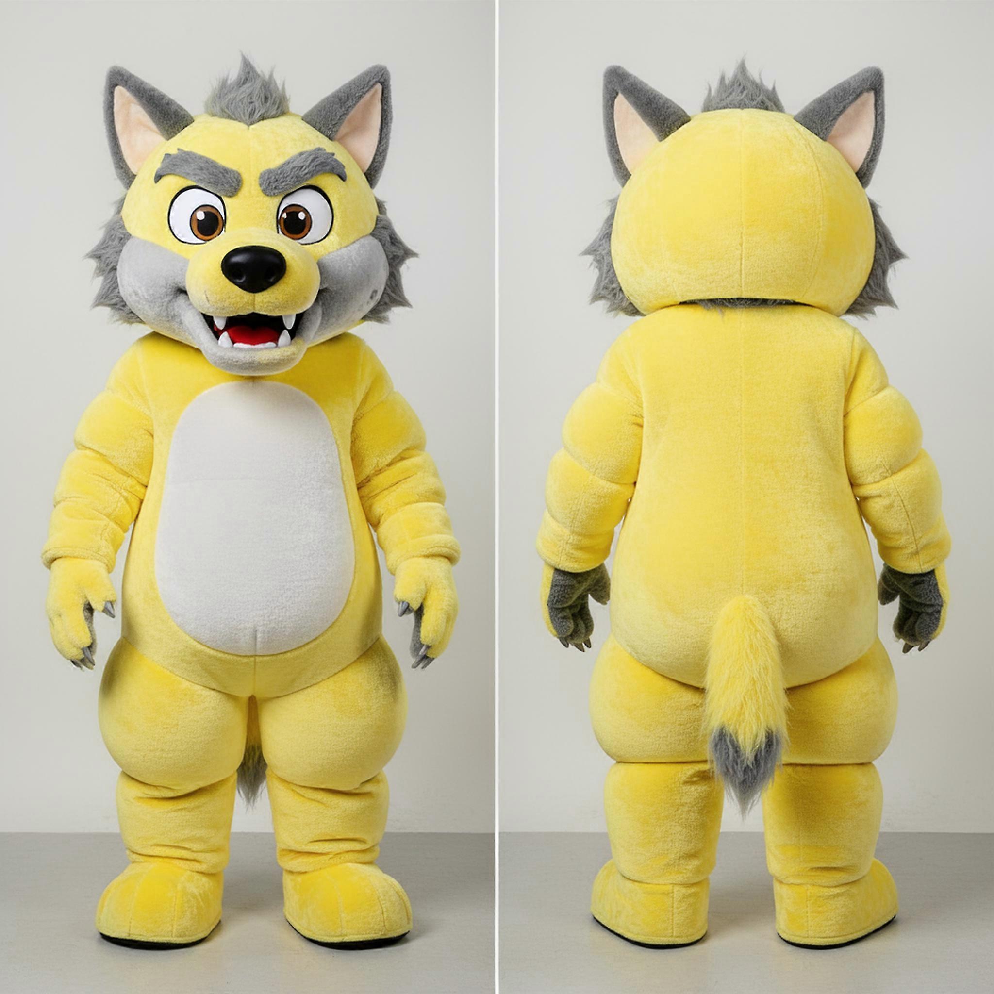 MASTICOT Lemon Yellow Cartoon Werewolf Mascot