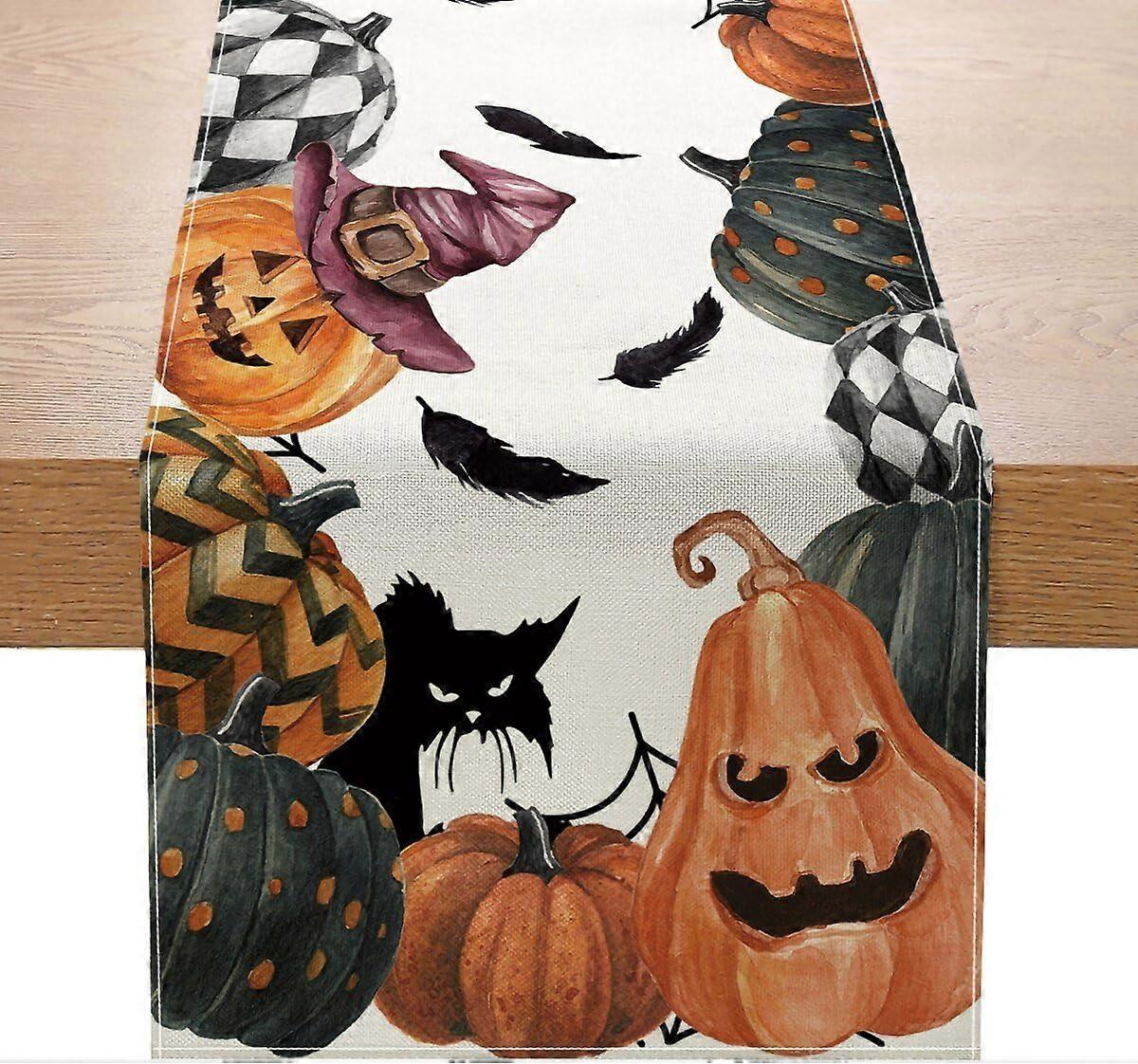 Halloween Table Runner, 1 Piece, Halloween Pumpkin Table Runner, Table