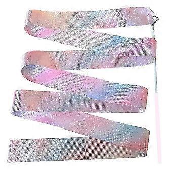 2m Flashing Star Gym Ribbons Dance Ribbon Rhythmic Art Gymnastics Ballet Streamer Twirling Rod Rainbow Stick