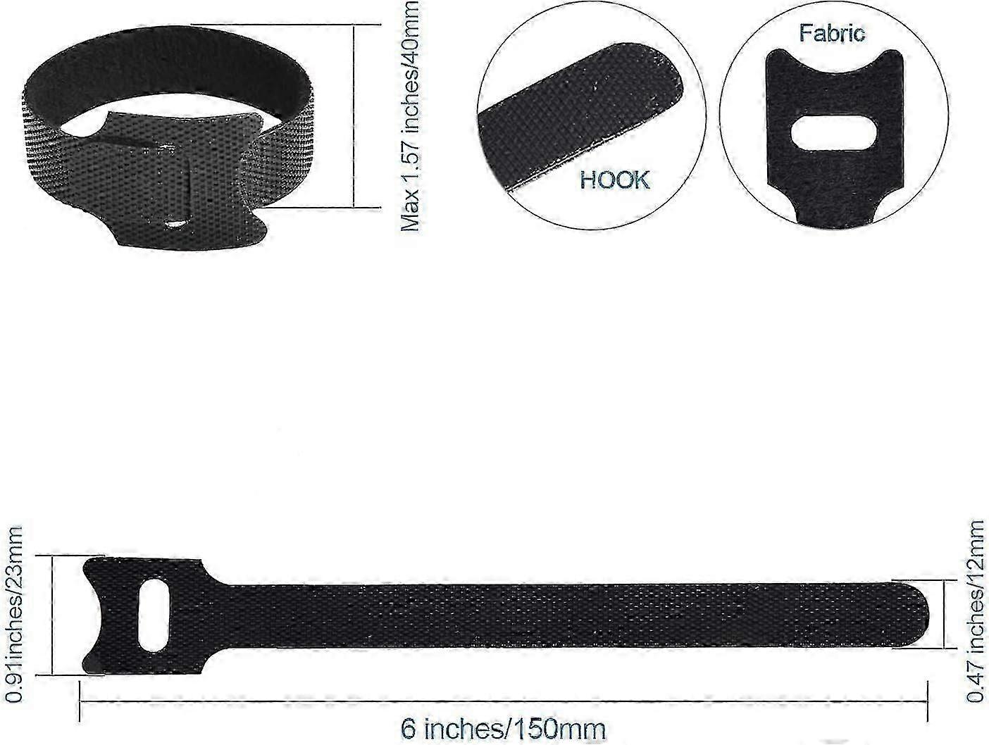Nylon Hook Loop Cable Ties 50 Pcs