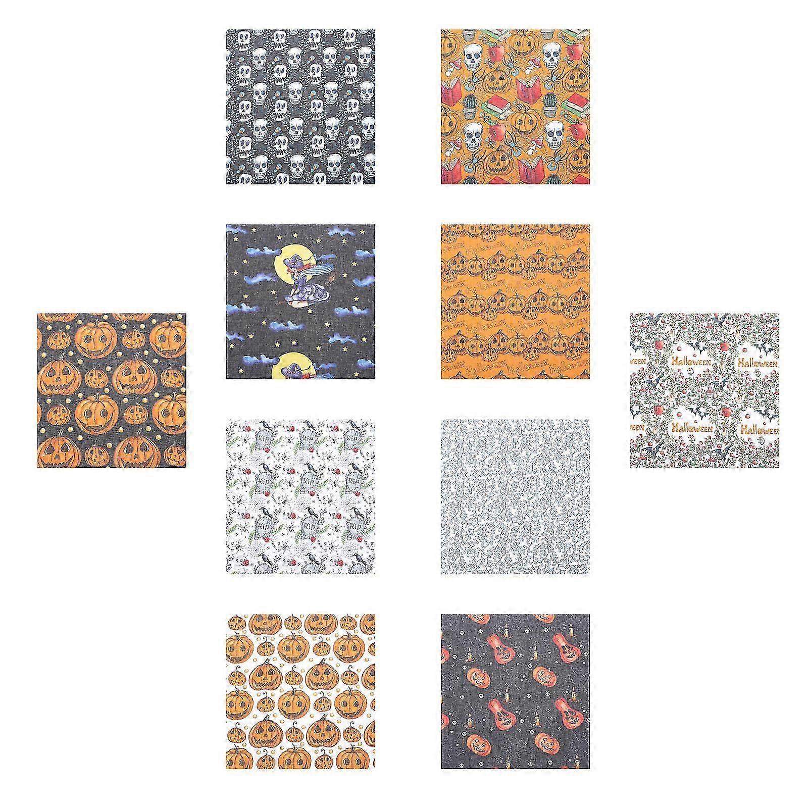 10Pcs Halloween Cotton Fabric Set for Creative DIY Patchwork Sewing
