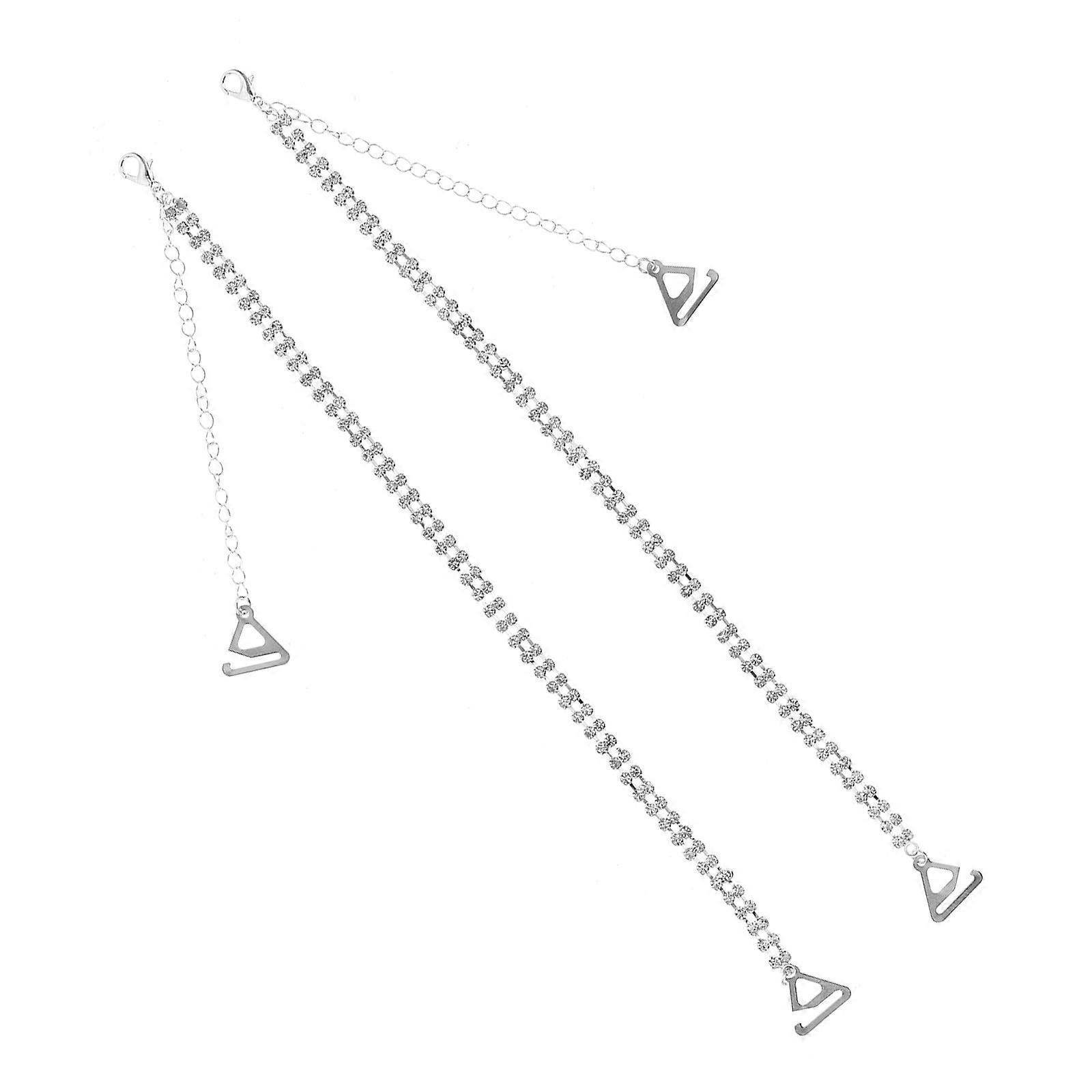 Bra Straps Replacement Silver Adjustable Bra Straps Rhinestone 2Pairs