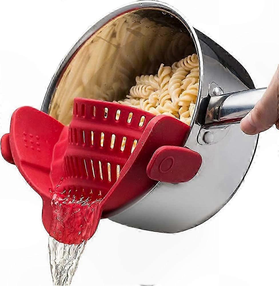 Adjustable Silicone Pot Strainer Clips for Pasta, Red