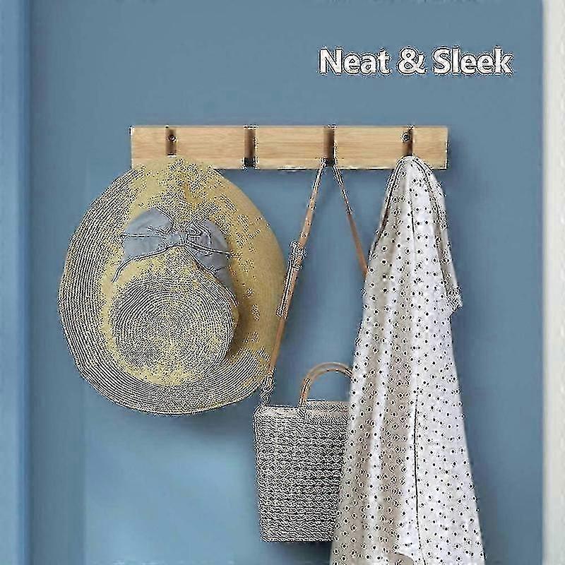 Slim Retractable Wood Coat Hook Rack