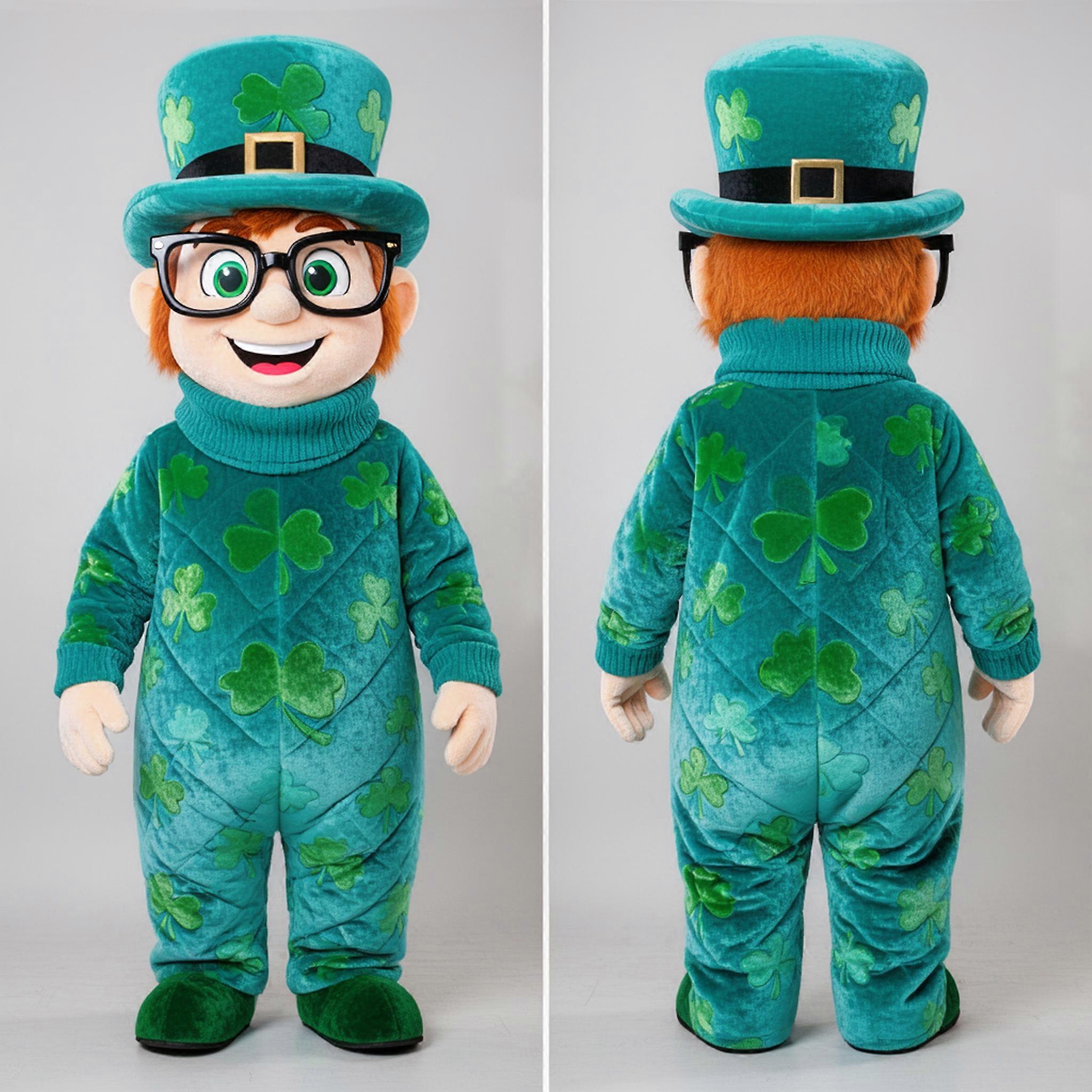 MASTICOT Turquoise Velvety Leprechaun Mascot