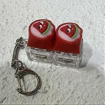 Antistress Keycap Keychain Mini Fruit Fidget Toy Light Up Decompression Finger Keyboard Pendant for Backpack Decor