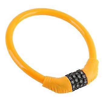 Bike Lock Cable High Security 4‑Digit Number Bicycle Cable Locks for Cycling OutdoorsOrange
