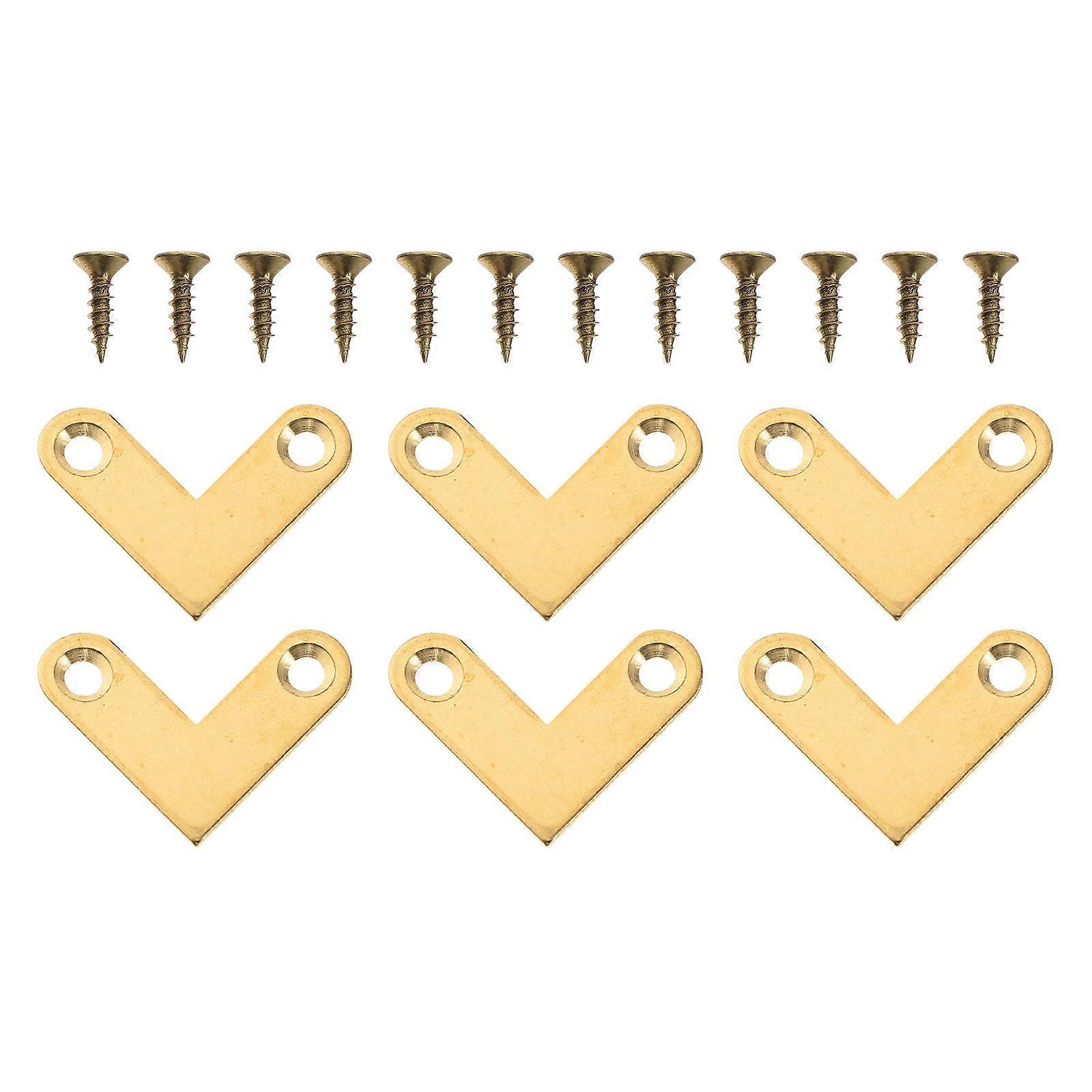 6Pcs Brass Right Angle Corner Brackets for Connecting Golden Bracket Corners