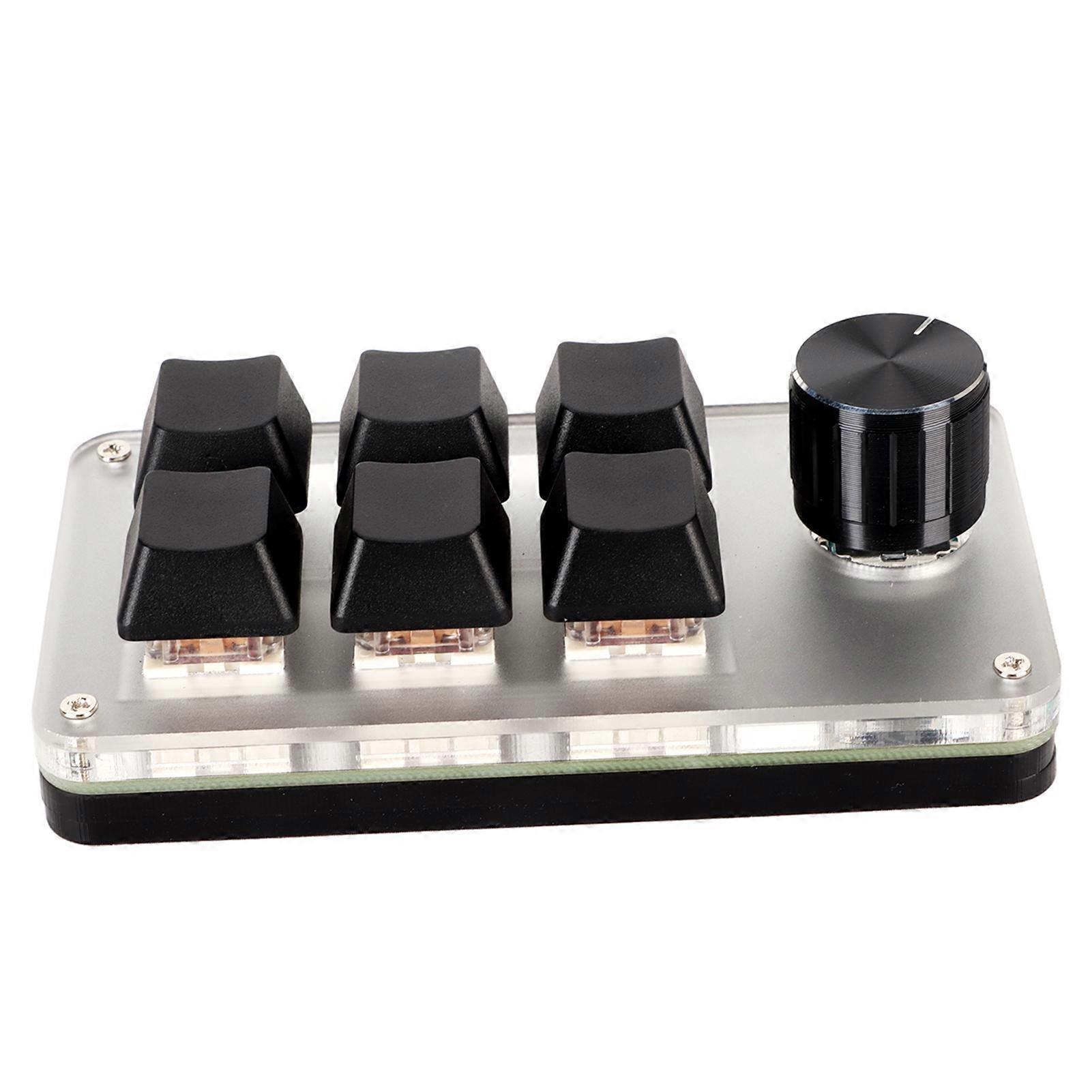 Red Switch Macro Keyboard Plug and Play Ergonomic Customized Knobs USB Mini Keypad for Desktop PC 6 Keys 1 Knob