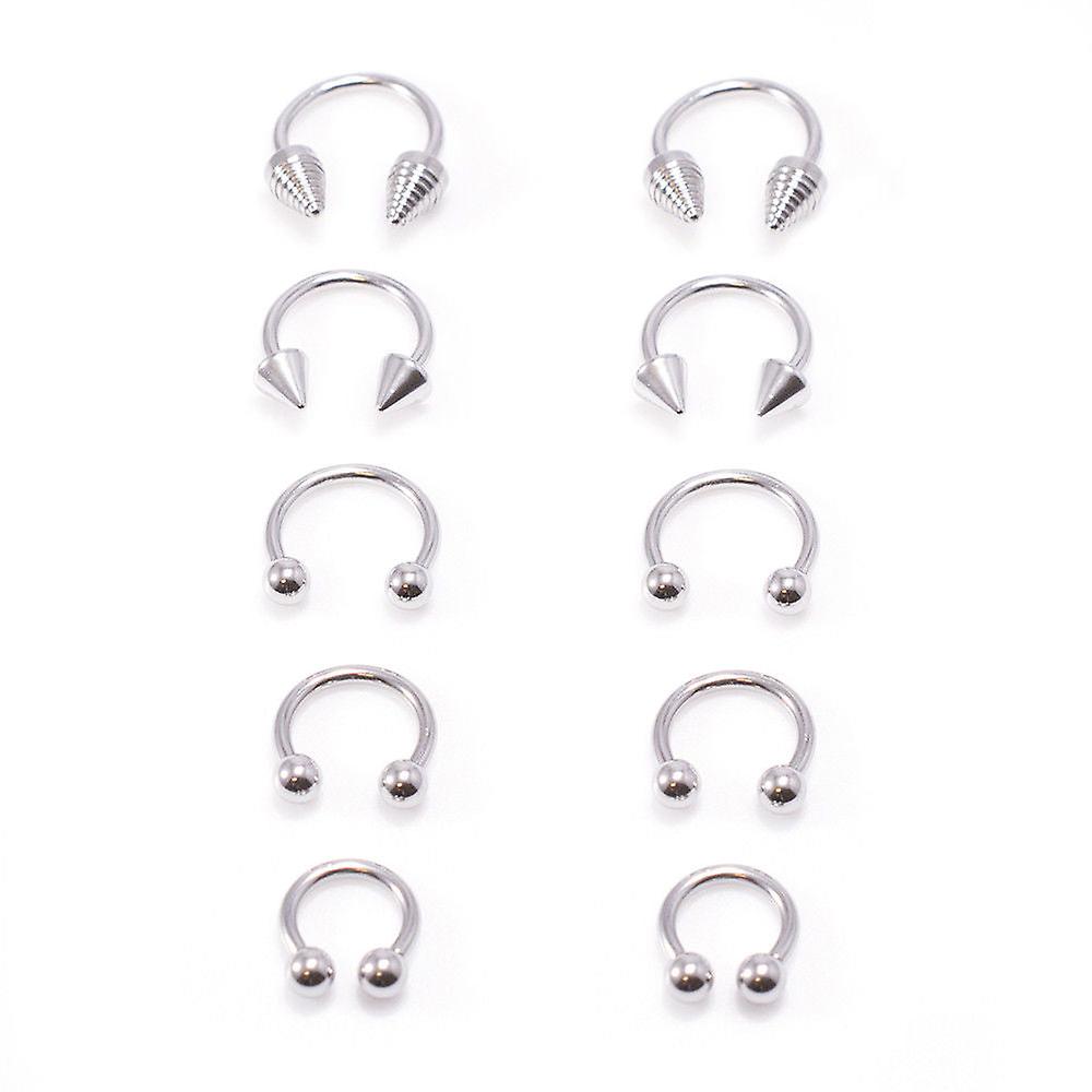 Horseshoe rings 10 pcs package 5 pairs of 316l stainless steel 14g