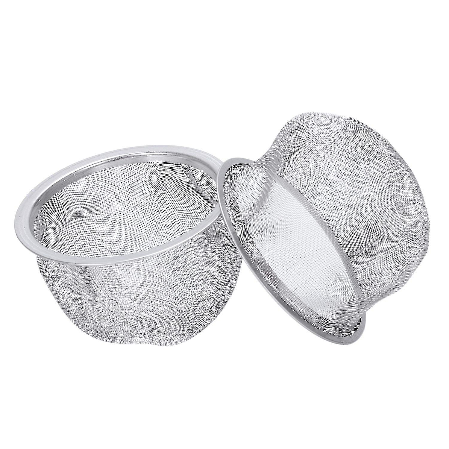 2 Pcs Less Steel Drainer Mesh Tea Ser Teapot Filter Silver