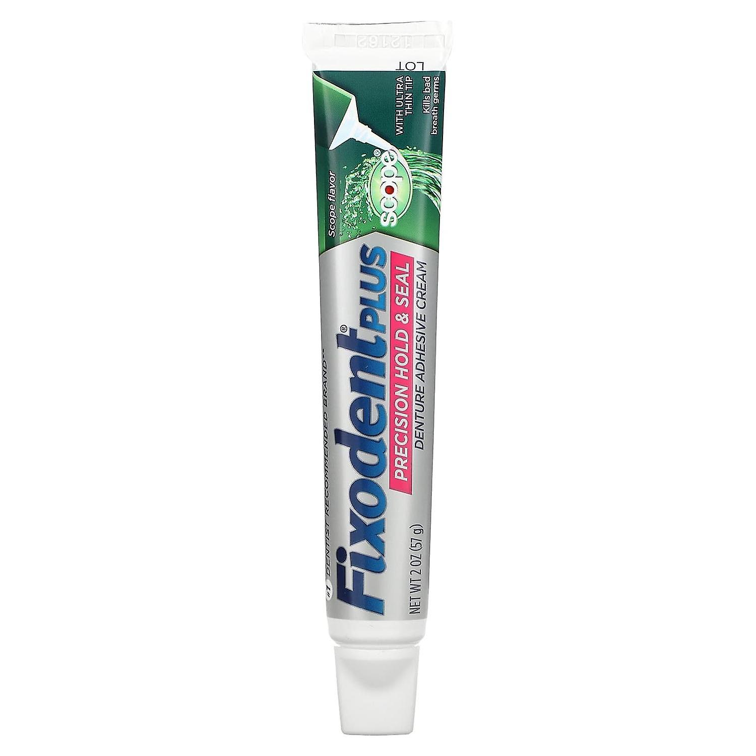 Fixodent, Plus، كريم لاصق للأسنان، نكهة المنظار، 2 أونصة (57 جم)