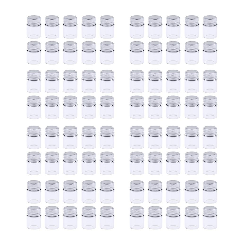 80x Empty Refillable Cosmetic Container Bottle Round Glass Jar Cannings 5ml