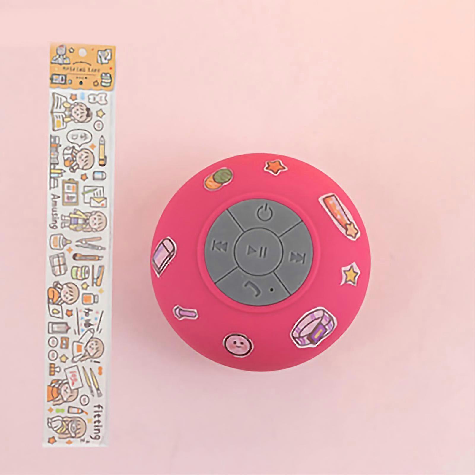 Bluetooth Shower Speaker Waterproof Drop Resistant Portable Mini Wireless Speaker with Suction Cup for BathroomPink Free Stickers