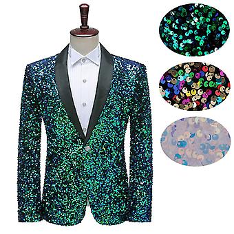 80er Jahre Outfit Herren CARFFIV Herren-Blazer Mit Pailletten - Auffälliger Party-Anzug Saturday Night Fever