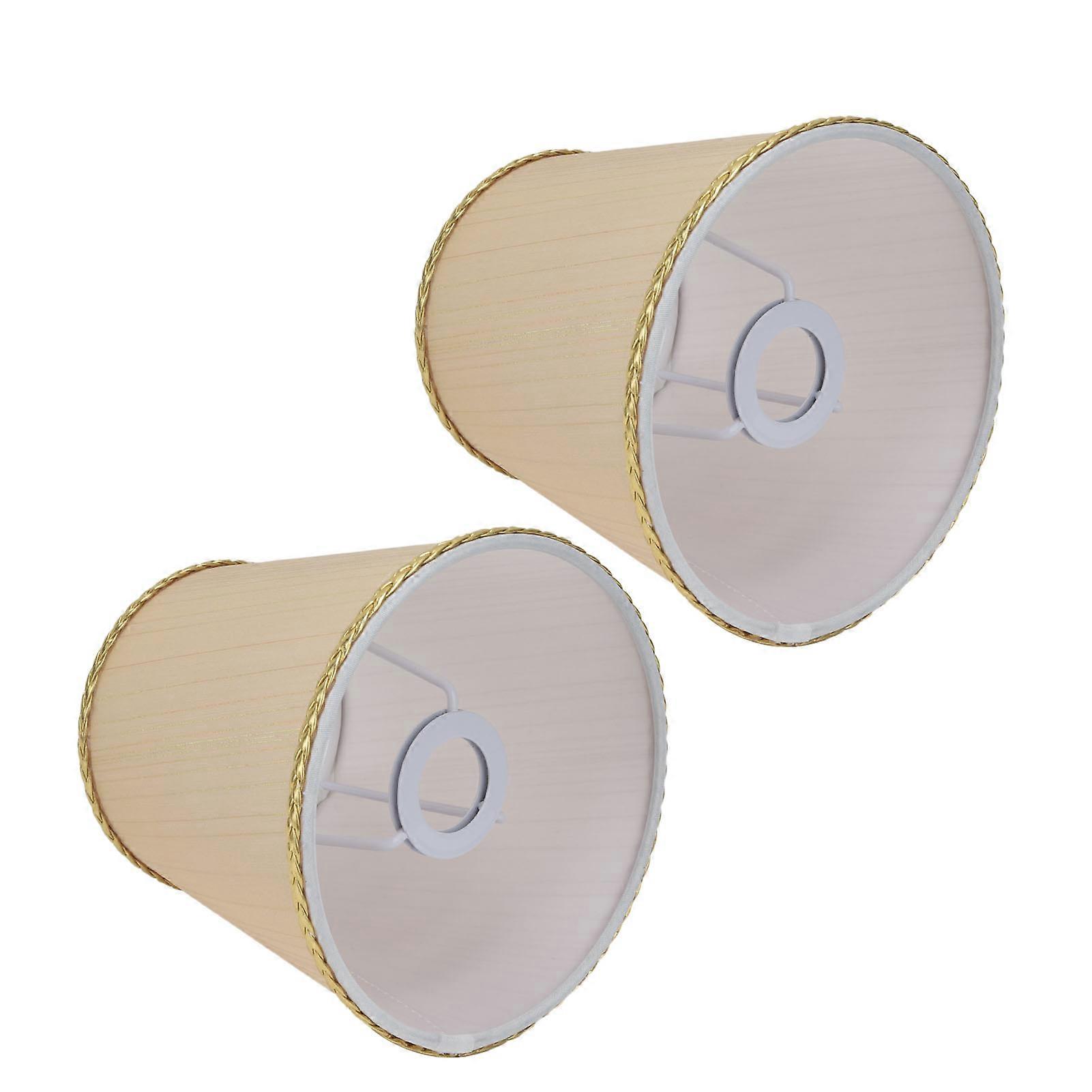 2PCS E14 Lamp Shade Beige Fabric with Golden Edge 11.2x15.3x14cm