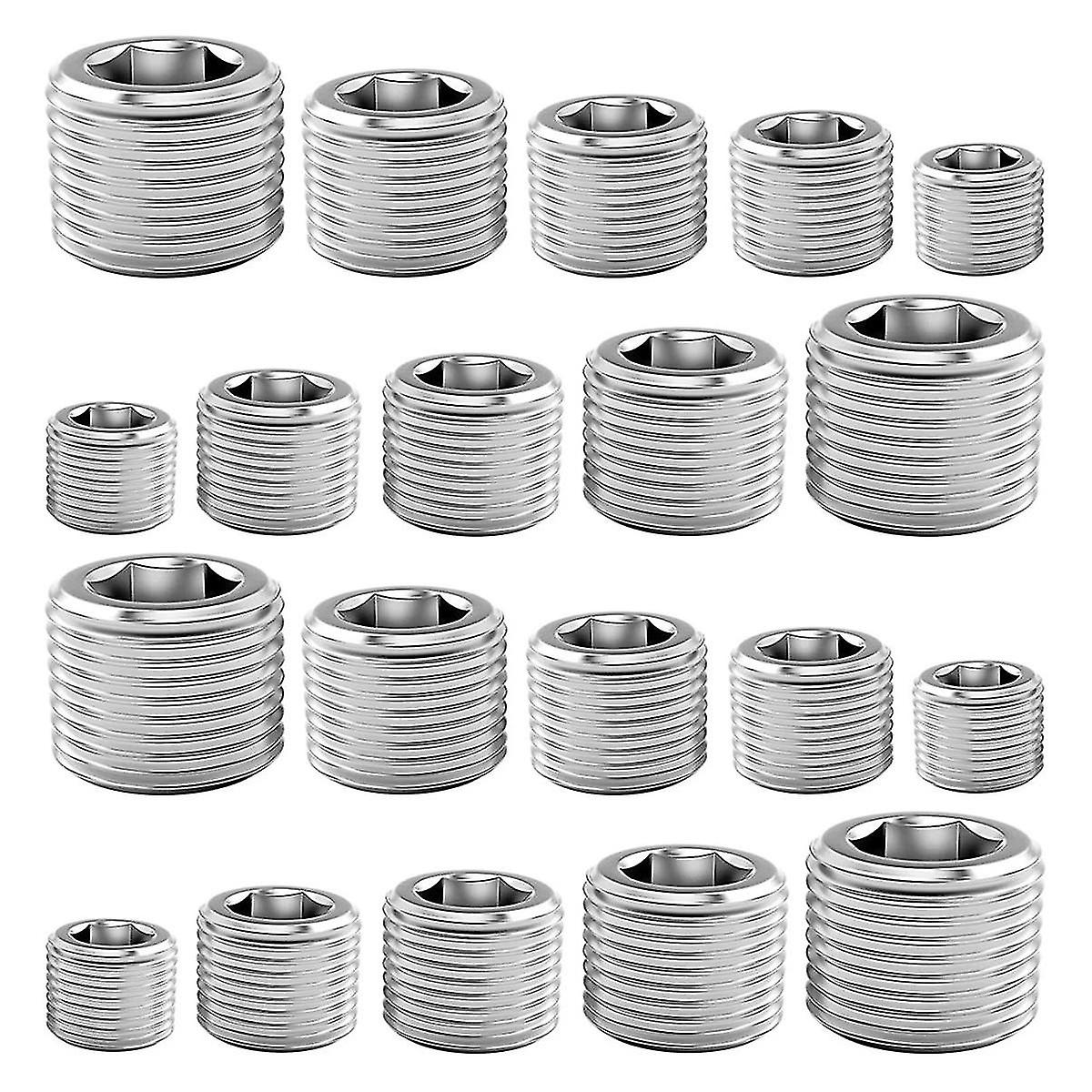 Kit Combo Acessórios Pipe Plug, 1/8 polegadas 1/4 polegadas 3/8 polegadas 1/2 polegadas 3/4 polegadas NPT macho hexagonal th