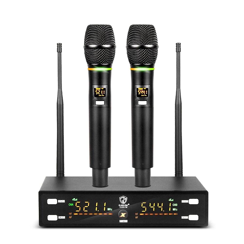 Wireless Microphone Professional Karaoke Metal Body Frequency Adjustable 80m Distance For Stage Show Party Meetin