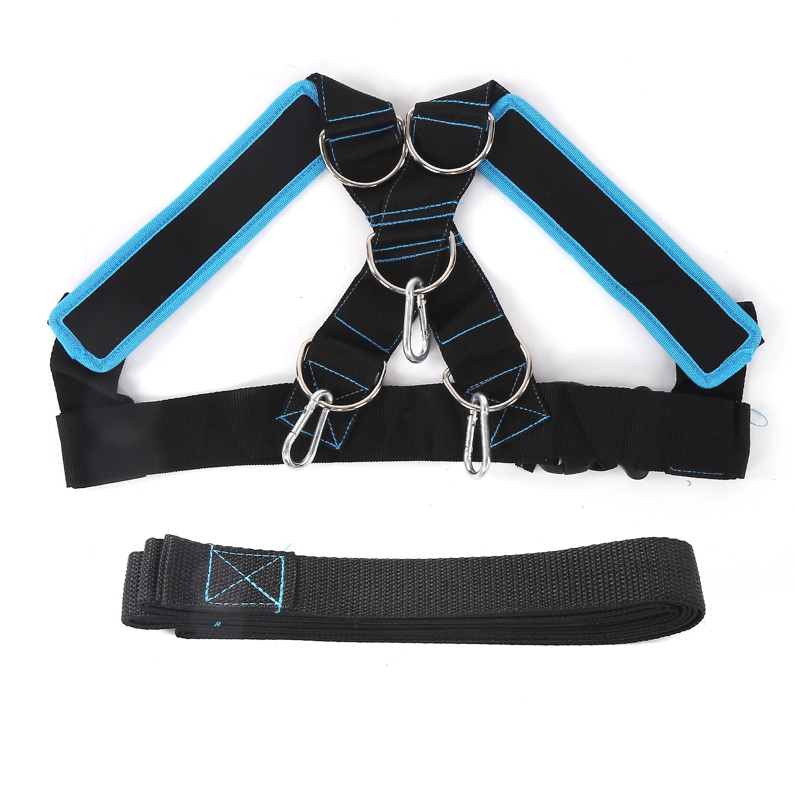 Weight Bearing Shoulder Strap Pulling Sled Harness Vest Resistance Bands with Pulling StrapBlack Blue