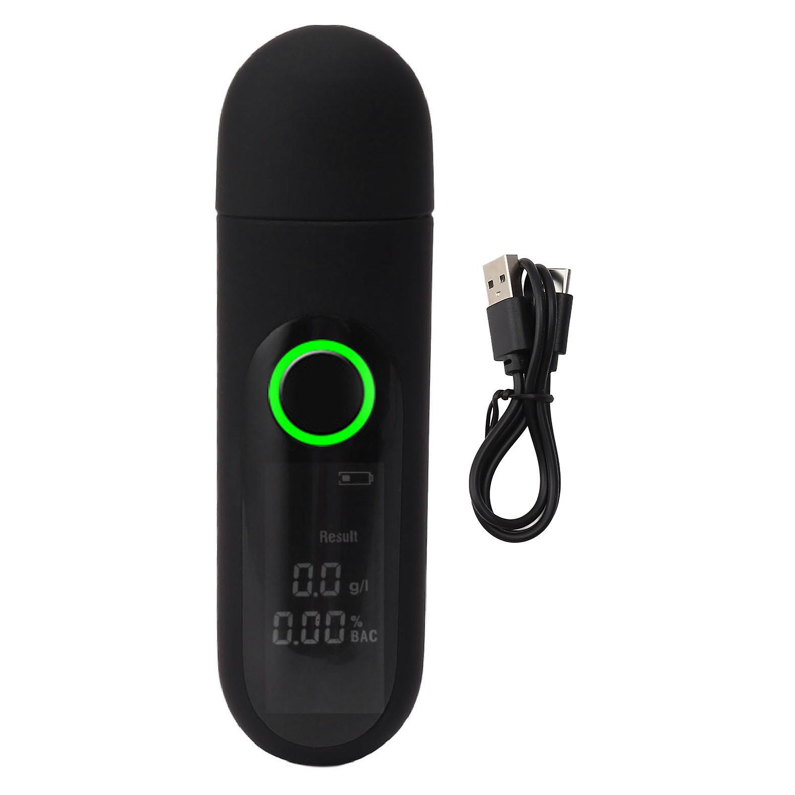 Digital Alcohol Tester High Accuracy LCD HD Display USB Rechargeable Portable Breath Tester for Home Use Black