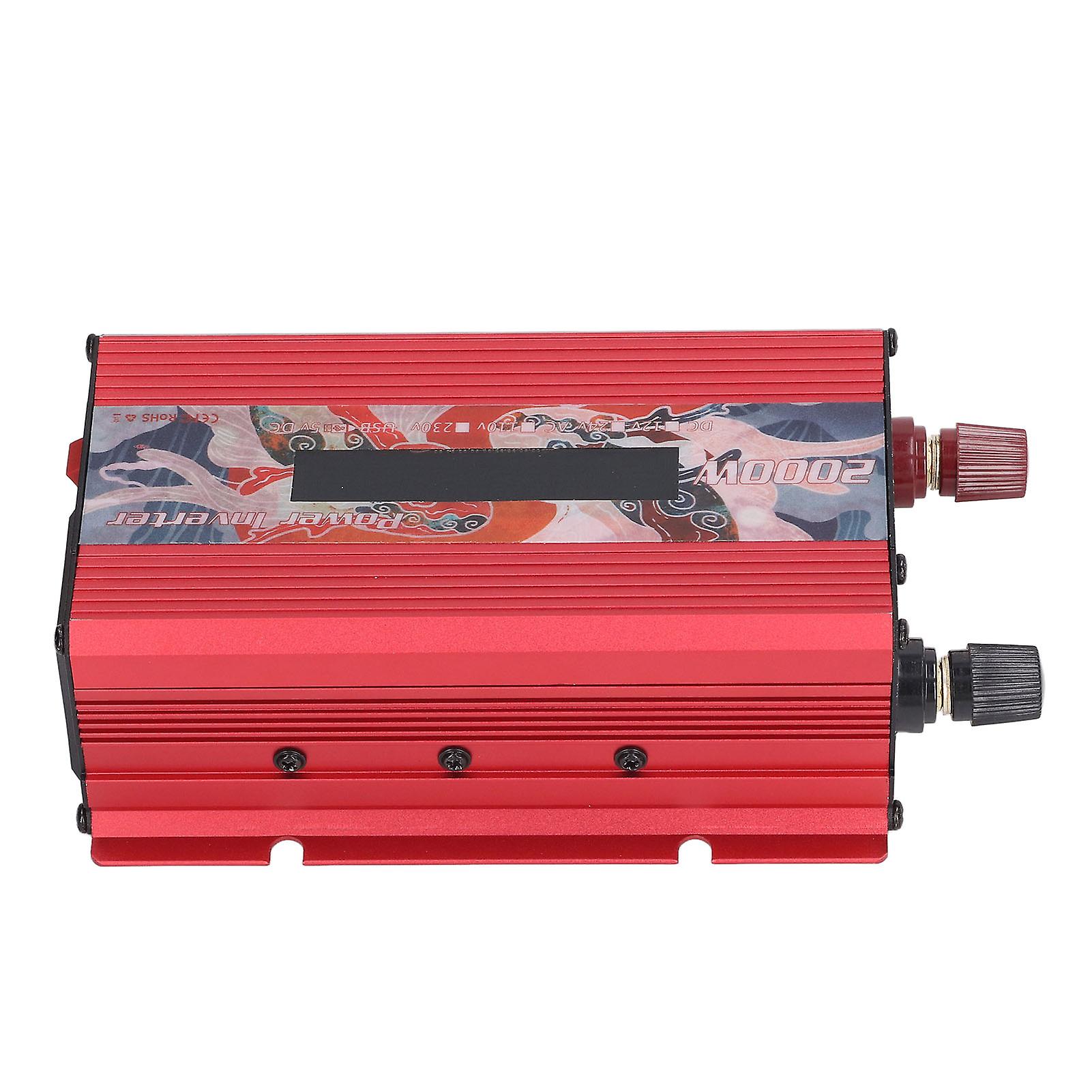 2000W Solar Car Inverter with Fan LCD Screen DC to AC110V Solar Power Modified Sine Wave Inverter Red DC24V(DC21‑29V)