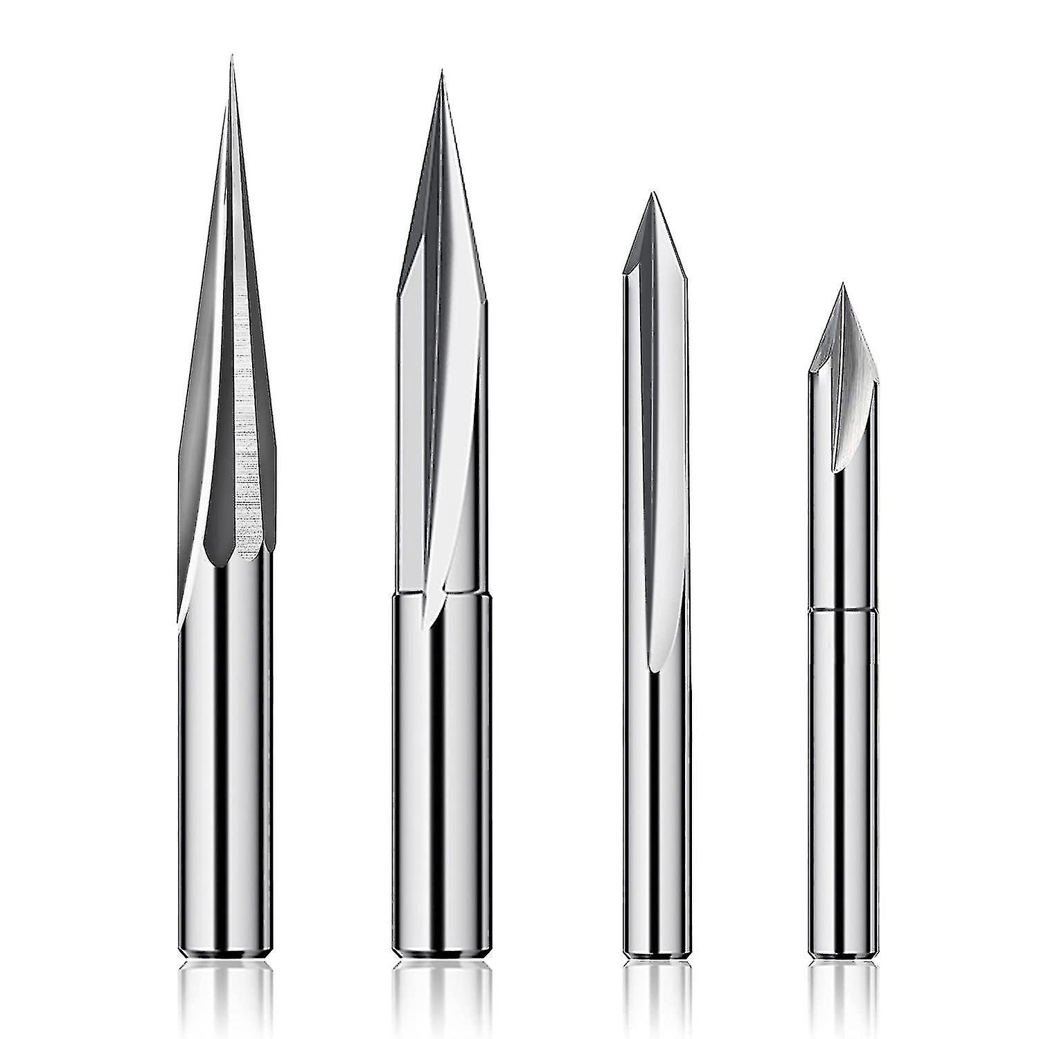 Cnc Router Bits Set 1/4, Gravação de madeira esculpindo Roteador Bit 6mm & 4mm, V-groove, Bit, Tungstênio Stee-YUHAO