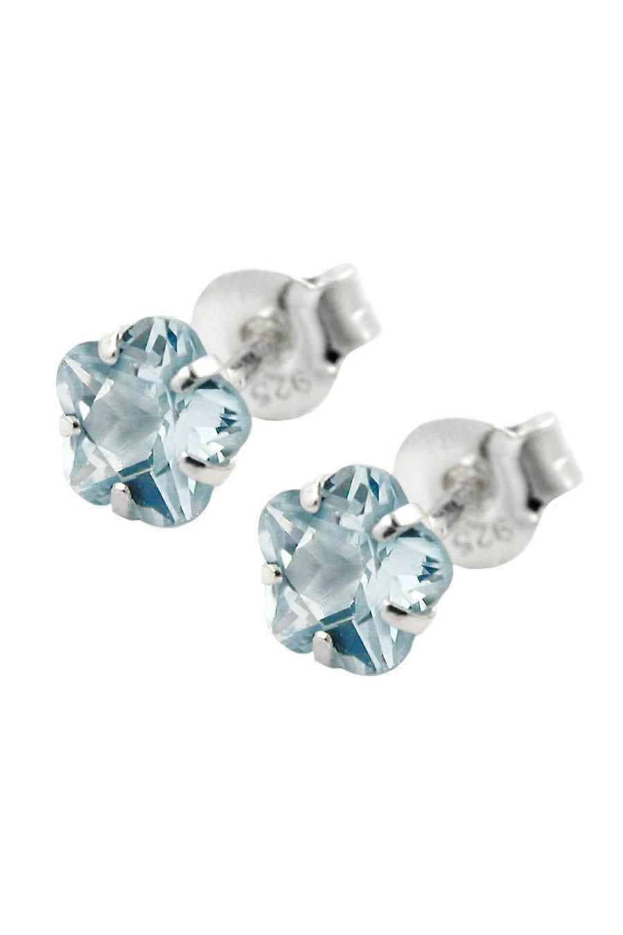 Stud Earrings Zirconia Aqua Blue Silver 925 - Gl90088