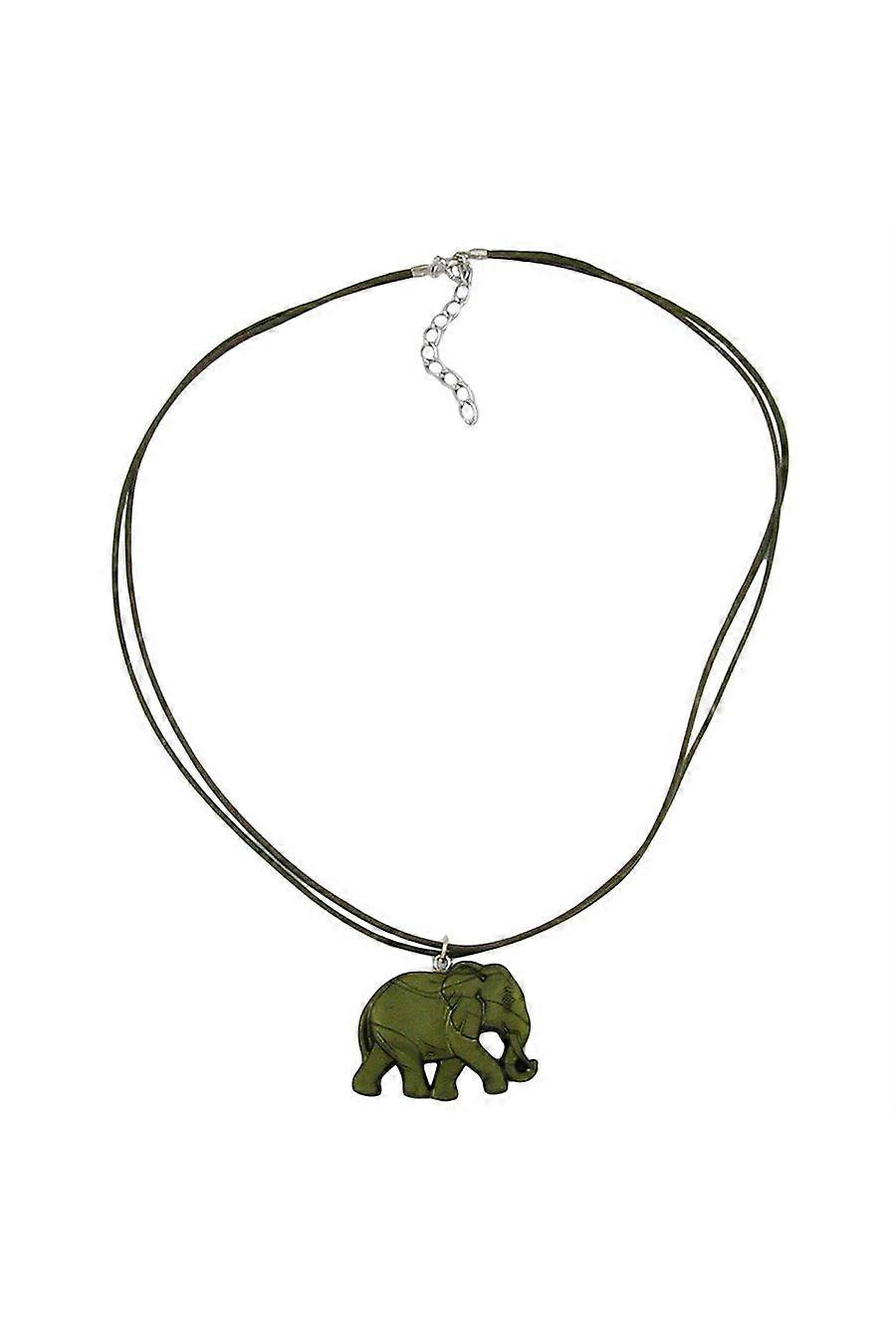 Necklace Elephant Green/ Olive Coloured - Gl01293