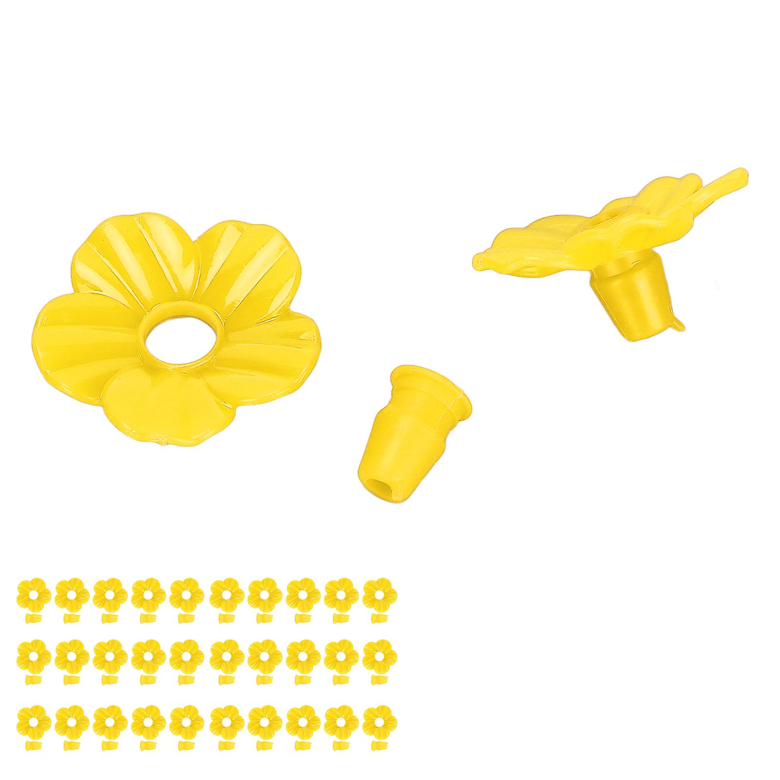 30 Sets Hummingbird Feeder Flowers Multicolor Unique Replaceable Hummingbird Bird Feeder Flower AccessoriesYellow