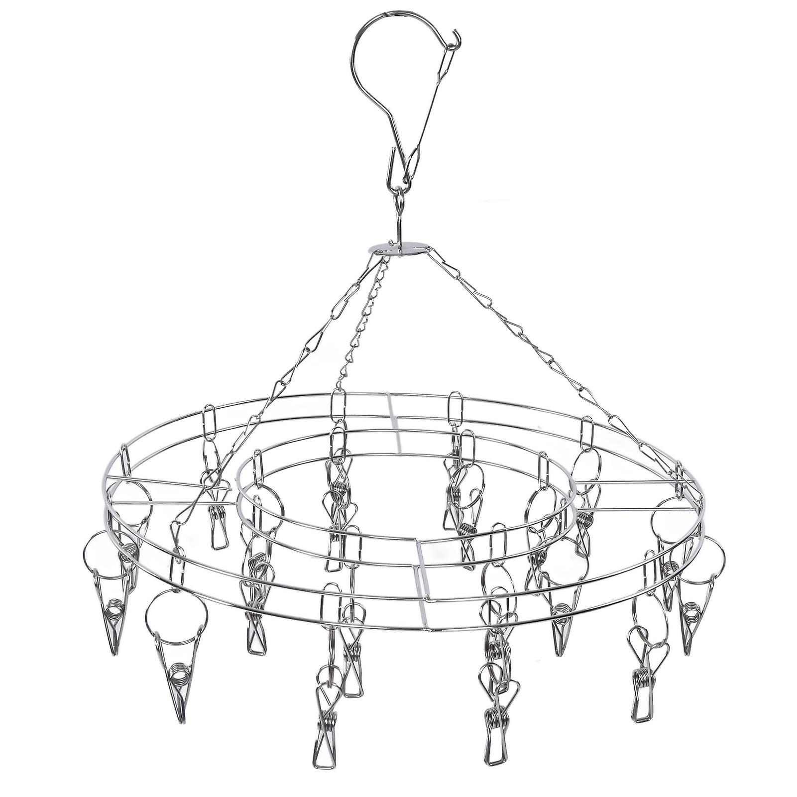 20 Clip Stainless Steel Socks Rack Hanger 35cm Rotatable Drying