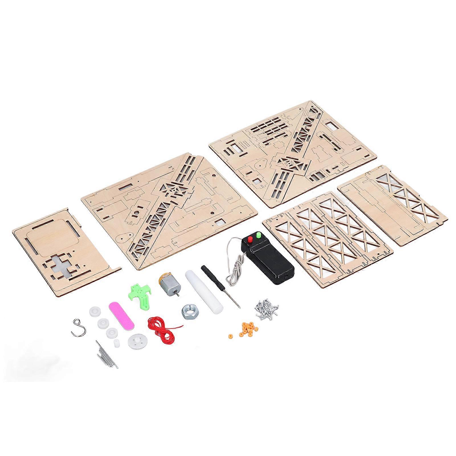 Tower Crane Model Toy Wooden Kids DIY Remote Control Lifting Educational Science Experiment Aid