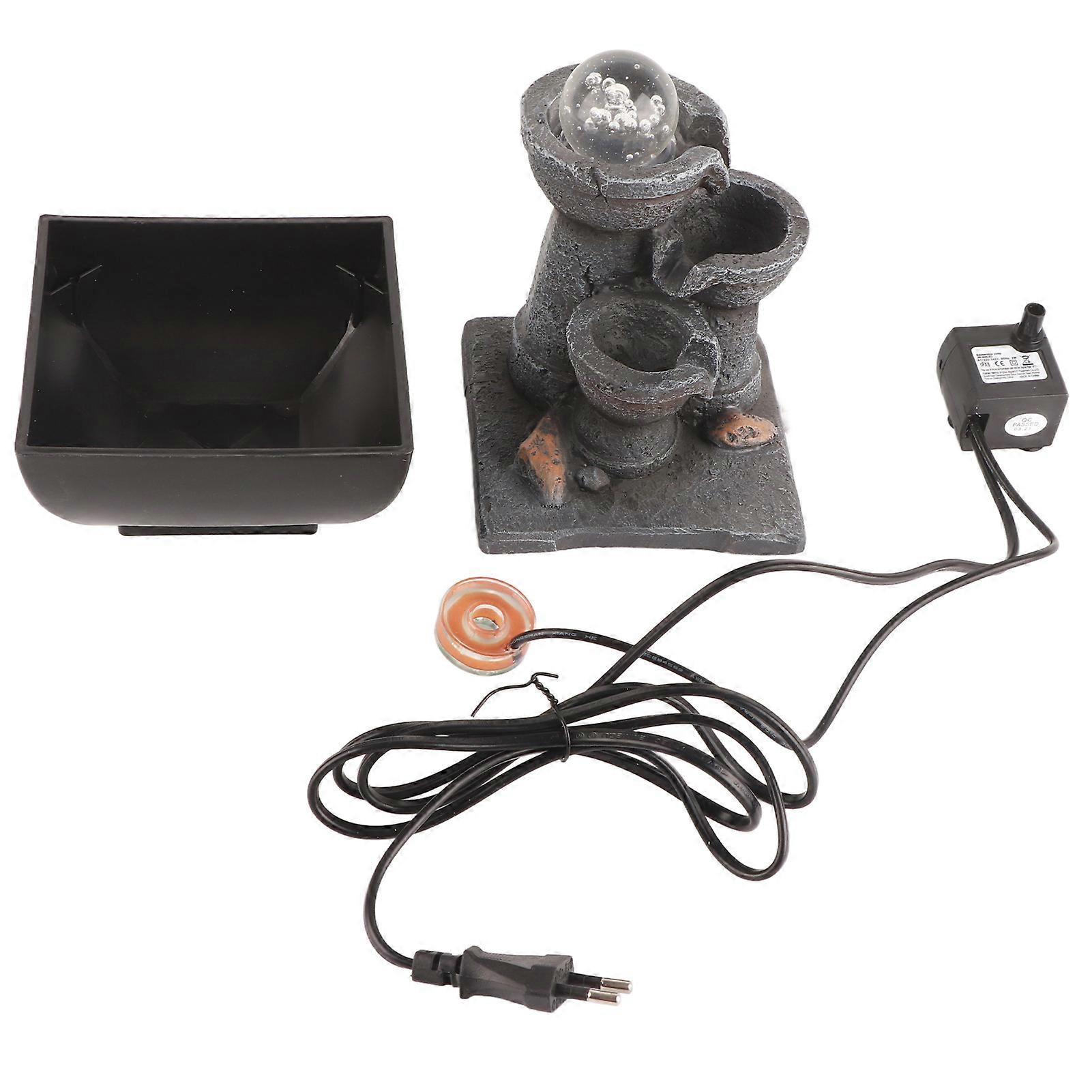 LED Illuminated Tabletop Waterfall Flowing Water Fountains with Ball for Home Office Feng Shui DecorationEU Plug 220V