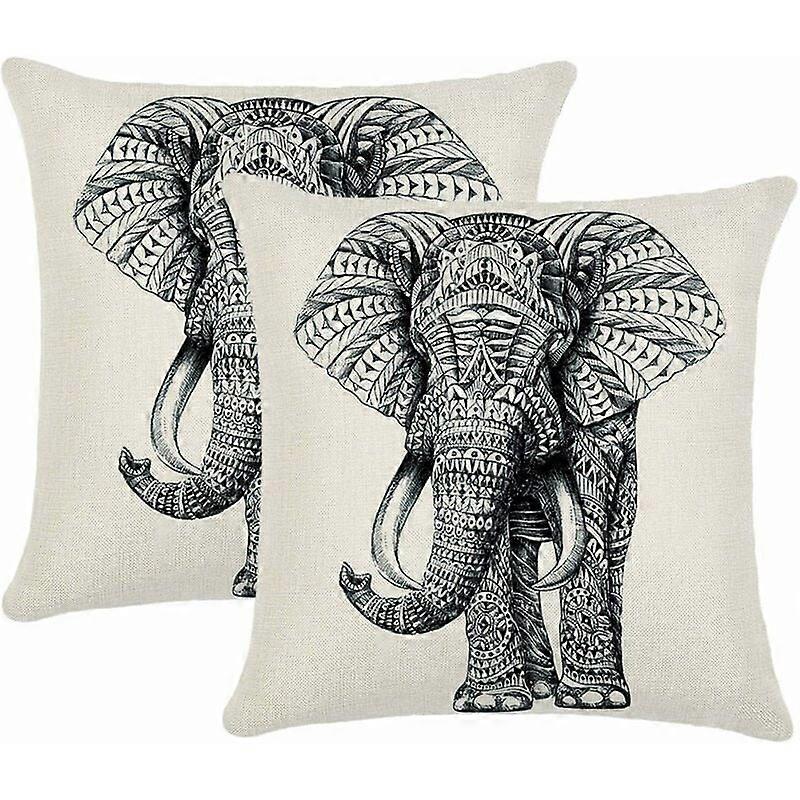 2 pillowcases without core office pillow 45 x 45 cm - elephant pattern