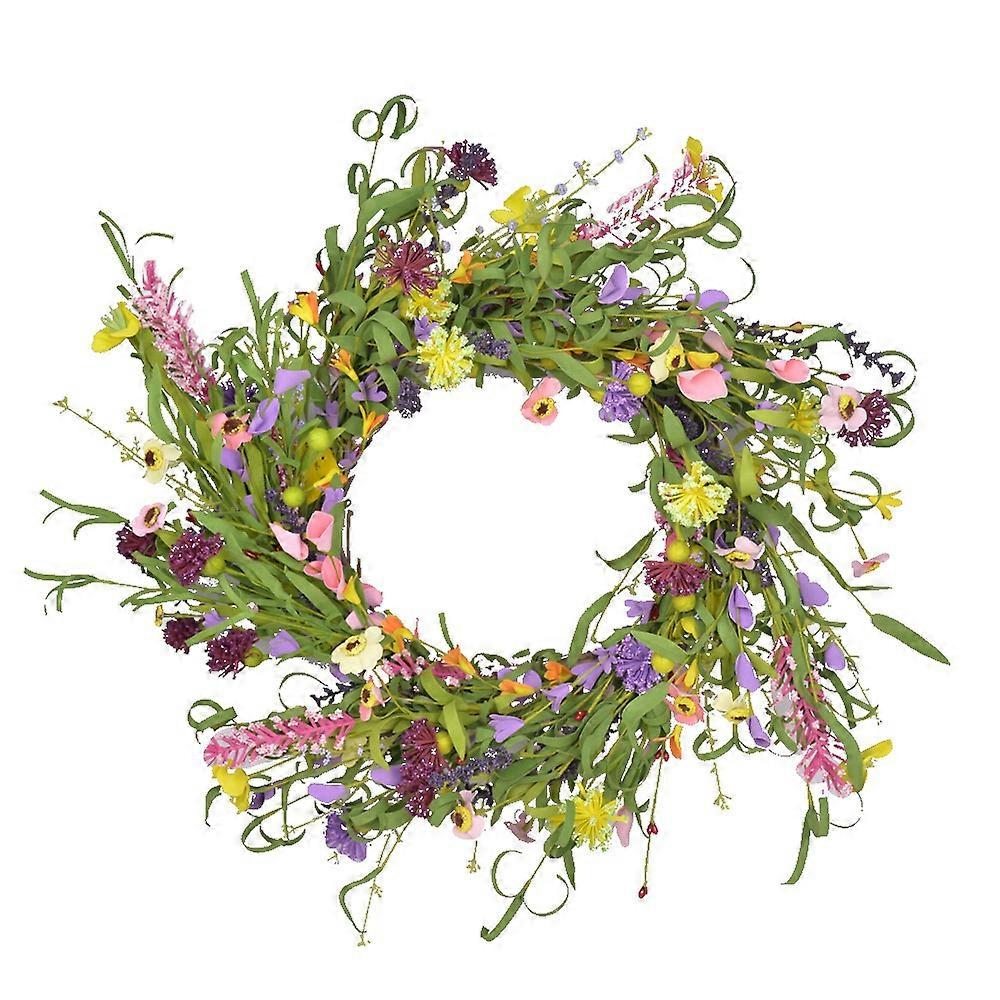20Inch Floral Wreath Artificial Flower Wreath Spring and Summer Wreath for Front Door Home Garden P
