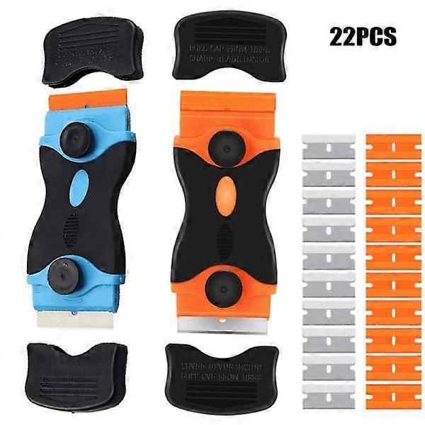 2-Pack Razor Blade Scraper, 2-in-1 Scraper Tool with 10 PlastReplacement Blades
